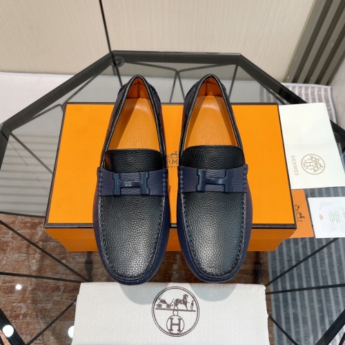 Replica Hermes Leather Shoes For Men #1156715 $100.00 USD for Wholesale