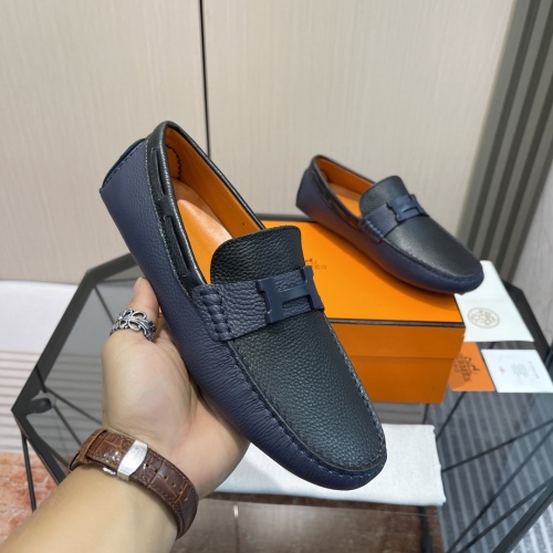 Replica Hermes Leather Shoes For Men #1156715 $100.00 USD for Wholesale