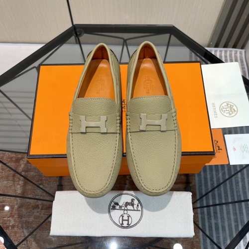 Replica Hermes Leather Shoes For Men #1156716 $100.00 USD for Wholesale