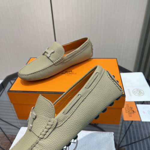 Replica Hermes Leather Shoes For Men #1156716 $100.00 USD for Wholesale