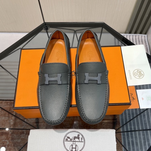 Replica Hermes Leather Shoes For Men #1156717 $100.00 USD for Wholesale