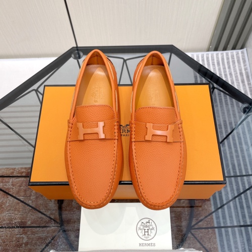 Replica Hermes Leather Shoes For Men #1156721 $100.00 USD for Wholesale