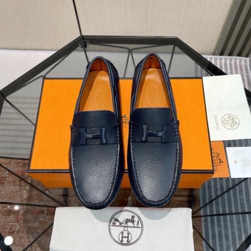 Replica Hermes Leather Shoes For Men #1156722 $100.00 USD for Wholesale