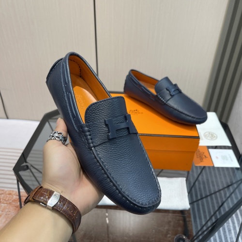 Replica Hermes Leather Shoes For Men #1156722 $100.00 USD for Wholesale