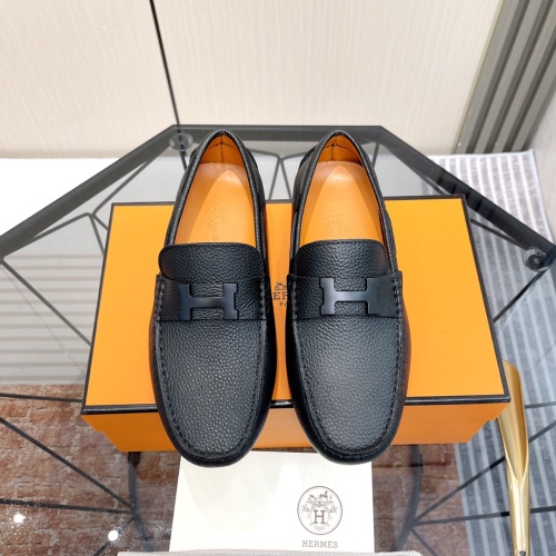Replica Hermes Leather Shoes For Men #1156723 $100.00 USD for Wholesale
