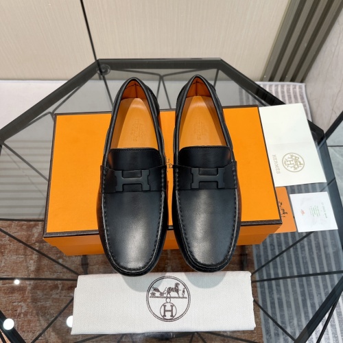 Replica Hermes Leather Shoes For Men #1156725 $100.00 USD for Wholesale