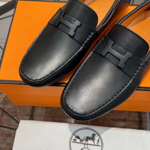 Replica Hermes Leather Shoes For Men #1156725 $100.00 USD for Wholesale