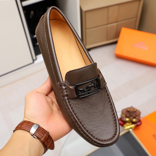 Replica Hermes Leather Shoes For Men #1156730 $68.00 USD for Wholesale