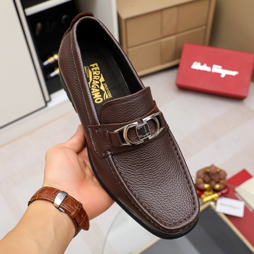 Replica Salvatore Ferragamo Leather Shoes For Men #1156733 $85.00 USD for Wholesale