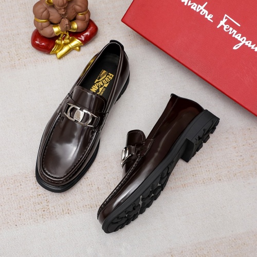 Replica Salvatore Ferragamo Leather Shoes For Men #1156738 $85.00 USD for Wholesale