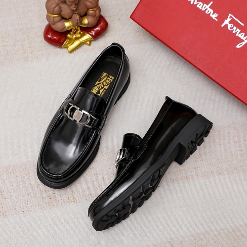 Replica Salvatore Ferragamo Leather Shoes For Men #1156739 $85.00 USD for Wholesale
