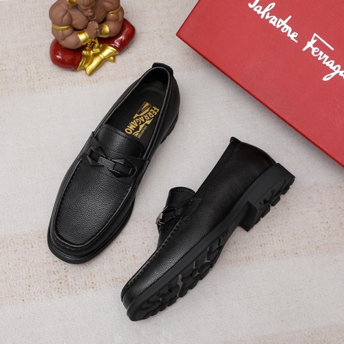 Replica Salvatore Ferragamo Leather Shoes For Men #1156743 $85.00 USD for Wholesale