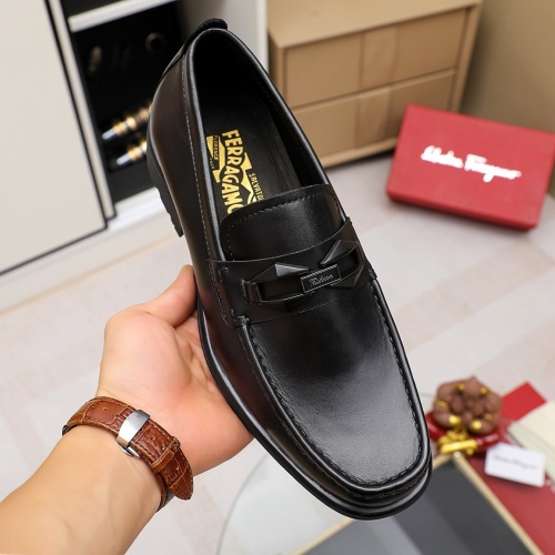 Replica Salvatore Ferragamo Leather Shoes For Men #1156744 $85.00 USD for Wholesale