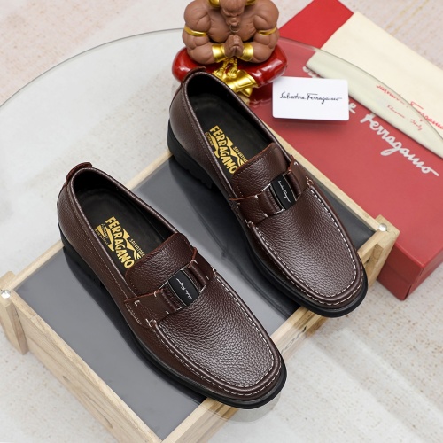 Replica Salvatore Ferragamo Leather Shoes For Men #1156745 $85.00 USD for Wholesale