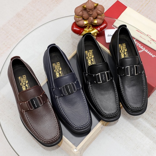 Replica Salvatore Ferragamo Leather Shoes For Men #1156748 $85.00 USD for Wholesale