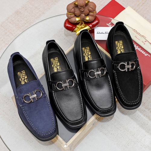 Replica Salvatore Ferragamo Leather Shoes For Men #1156752 $85.00 USD for Wholesale