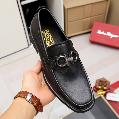 Replica Salvatore Ferragamo Leather Shoes For Men #1156755 $85.00 USD for Wholesale