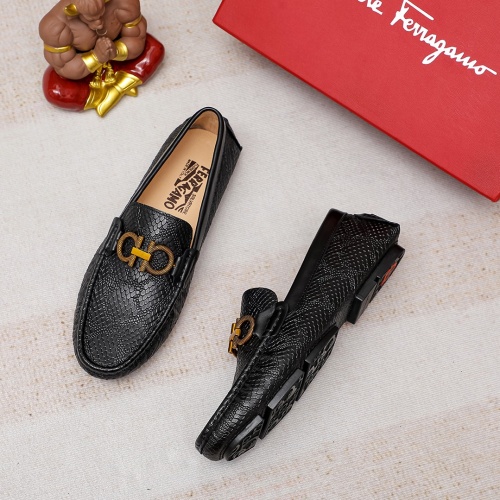 Replica Salvatore Ferragamo Leather Shoes For Men #1156758 $68.00 USD for Wholesale