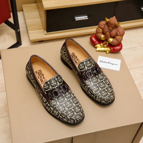 Replica Salvatore Ferragamo Leather Shoes For Men #1156768 $76.00 USD for Wholesale