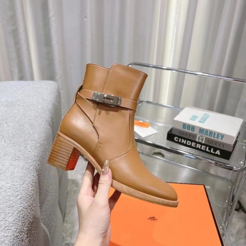 Replica Hermes Boots For Women #1157977 $145.00 USD for Wholesale