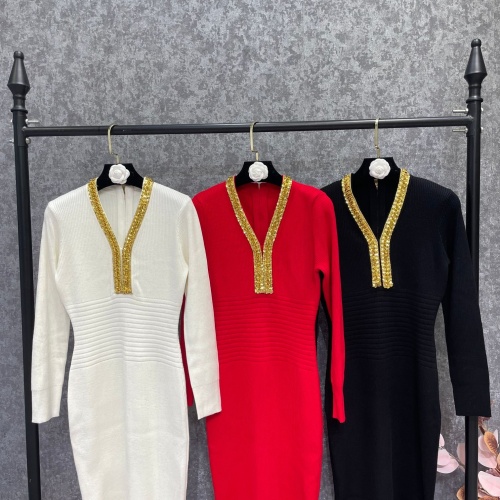 Replica Balmain Dresses Long Sleeved For Women #1163448 $125.00 USD for Wholesale
