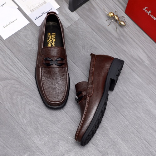 Replica Salvatore Ferragamo Leather Shoes For Men #1163730 $85.00 USD for Wholesale