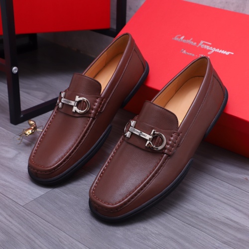 Replica Salvatore Ferragamo Leather Shoes For Men #1163902 $92.00 USD for Wholesale