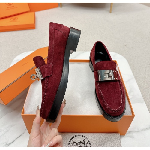 Replica Hermes Leather Shoes For Women #1165615 $135.00 USD for Wholesale
