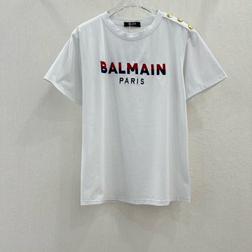 Balmain T-Shirts Short Sleeved For Women #1178137 $68.00 USD, Wholesale Replica Balmain T-Shirts