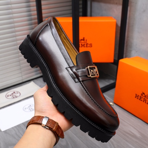 Replica Hermes Leather Shoes For Men #1179145 $82.00 USD for Wholesale