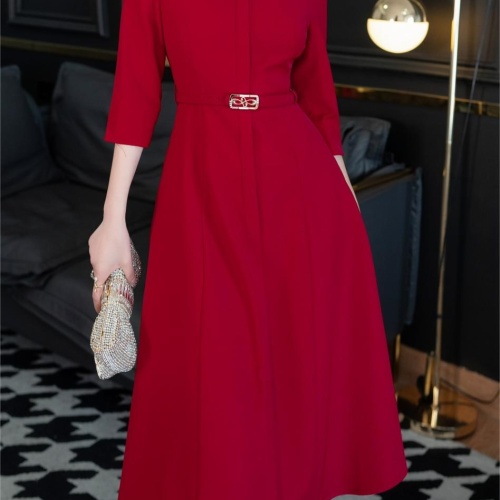 Replica Fendi Dresses Middle Sleeved For Women #1184248 $122.00 USD for Wholesale