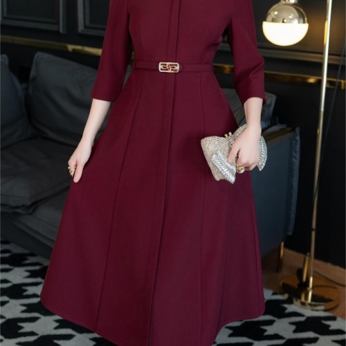 Replica Fendi Dresses Middle Sleeved For Women #1184249 $122.00 USD for Wholesale