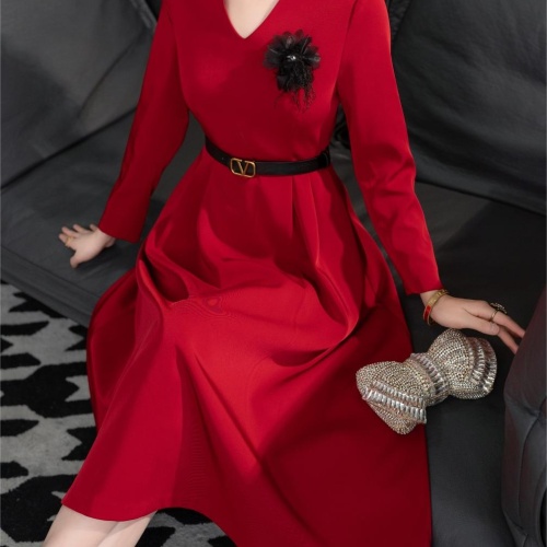 Replica Valentino Dresses Long Sleeved For Women #1184260 $112.00 USD for Wholesale