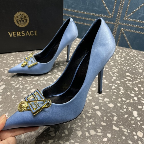 Versace High-Heeled Shoes For Women #1185598 $115.00 USD, Wholesale Replica Versace High-Heeled Shoes