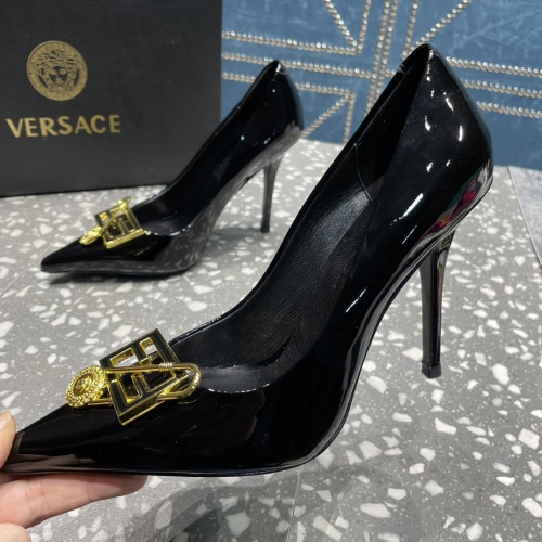 Versace High-Heeled Shoes For Women #1185602 $115.00 USD, Wholesale Replica Versace High-Heeled Shoes