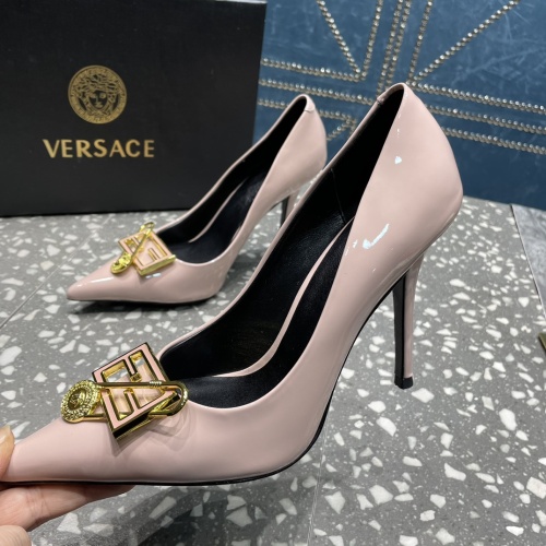 Versace High-Heeled Shoes For Women #1185603 $115.00 USD, Wholesale Replica Versace High-Heeled Shoes