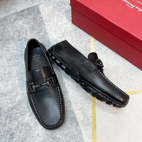 Replica Salvatore Ferragamo Leather Shoes For Men #1186542 $88.00 USD for Wholesale