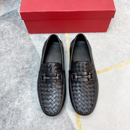 Replica Salvatore Ferragamo Leather Shoes For Men #1186543 $88.00 USD for Wholesale