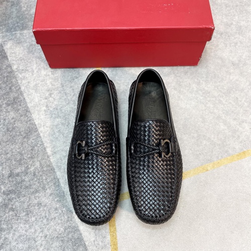 Replica Salvatore Ferragamo Leather Shoes For Men #1186544 $98.00 USD for Wholesale