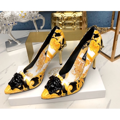 Versace High-Heeled Shoes For Women #1187400 $82.00 USD, Wholesale Replica Versace High-Heeled Shoes