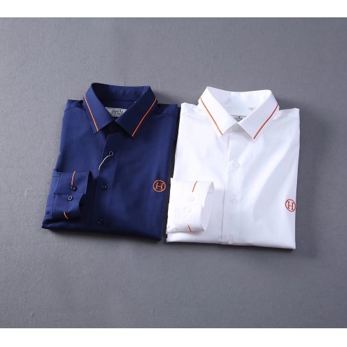 Replica Hermes Shirts Long Sleeved For Men #1192239 $40.00 USD for Wholesale