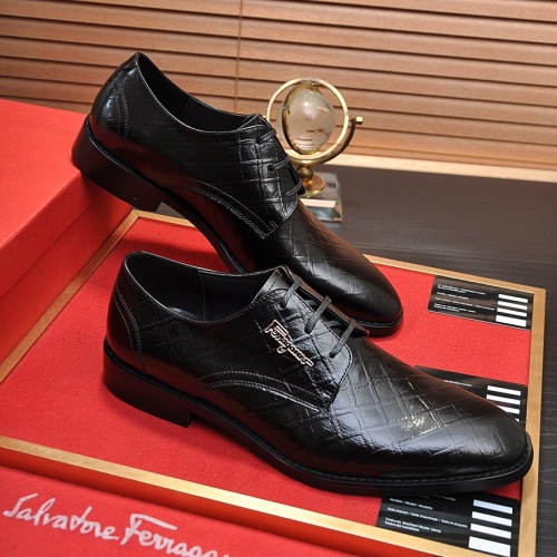 Replica Salvatore Ferragamo Leather Shoes For Men #1196414 $88.00 USD for Wholesale