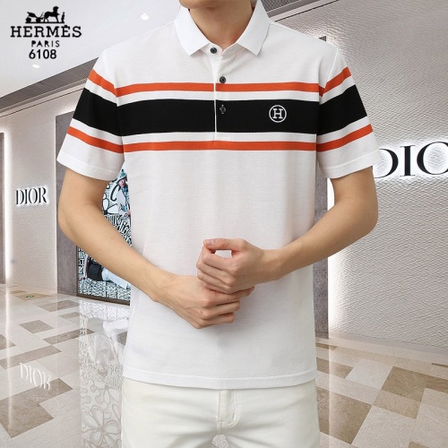 Replica Hermes T-Shirts Short Sleeved For Men #1201820 $45.00 USD for Wholesale
