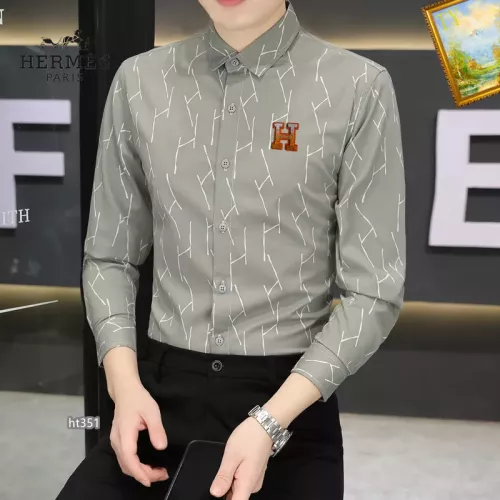 Replica Hermes Shirts Long Sleeved For Men #1306246 $40.00 USD for Wholesale