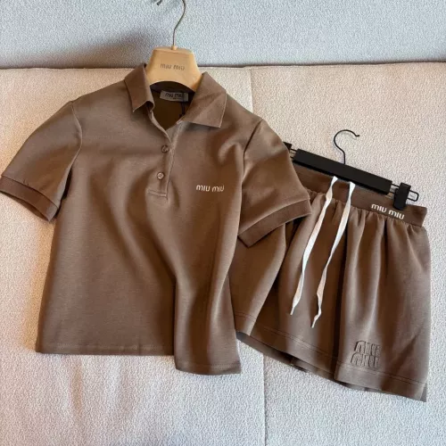 MIU MIU Tracksuits Short Sleeved For Women #1318722 $80.00 USD, Wholesale Replica MIU MIU Tracksuits