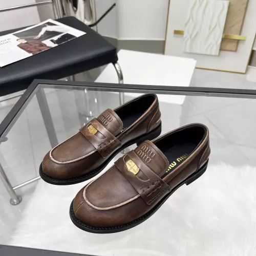 MIU MIU Leather Shoes For Women #1320185 $102.00 USD, Wholesale Replica MIU MIU Leather Shoes