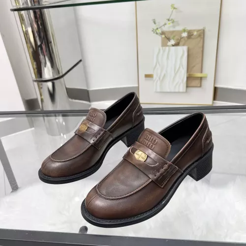 MIU MIU Leather Shoes For Women #1320190 $102.00 USD, Wholesale Replica MIU MIU Leather Shoes