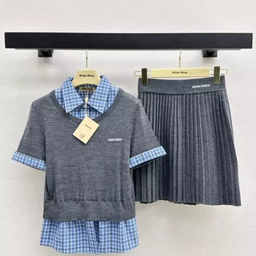 MIU MIU Tracksuits Short Sleeved For Women #1342250 $160.00 USD, Wholesale Replica MIU MIU Tracksuits