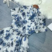 $115.00 USD Christian Dior Dresses Short Sleeved For Women #1342024