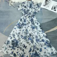 $115.00 USD Christian Dior Dresses Short Sleeved For Women #1342024